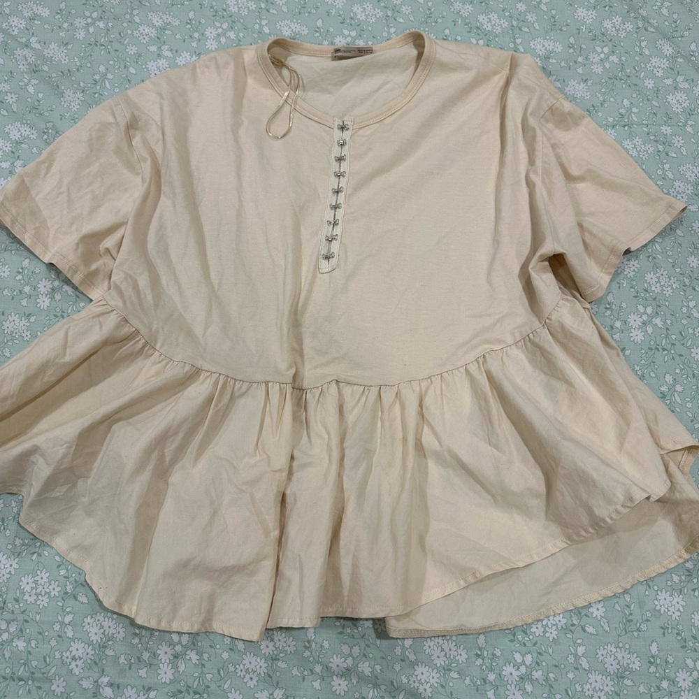 Zara Beige Peplum Blouse